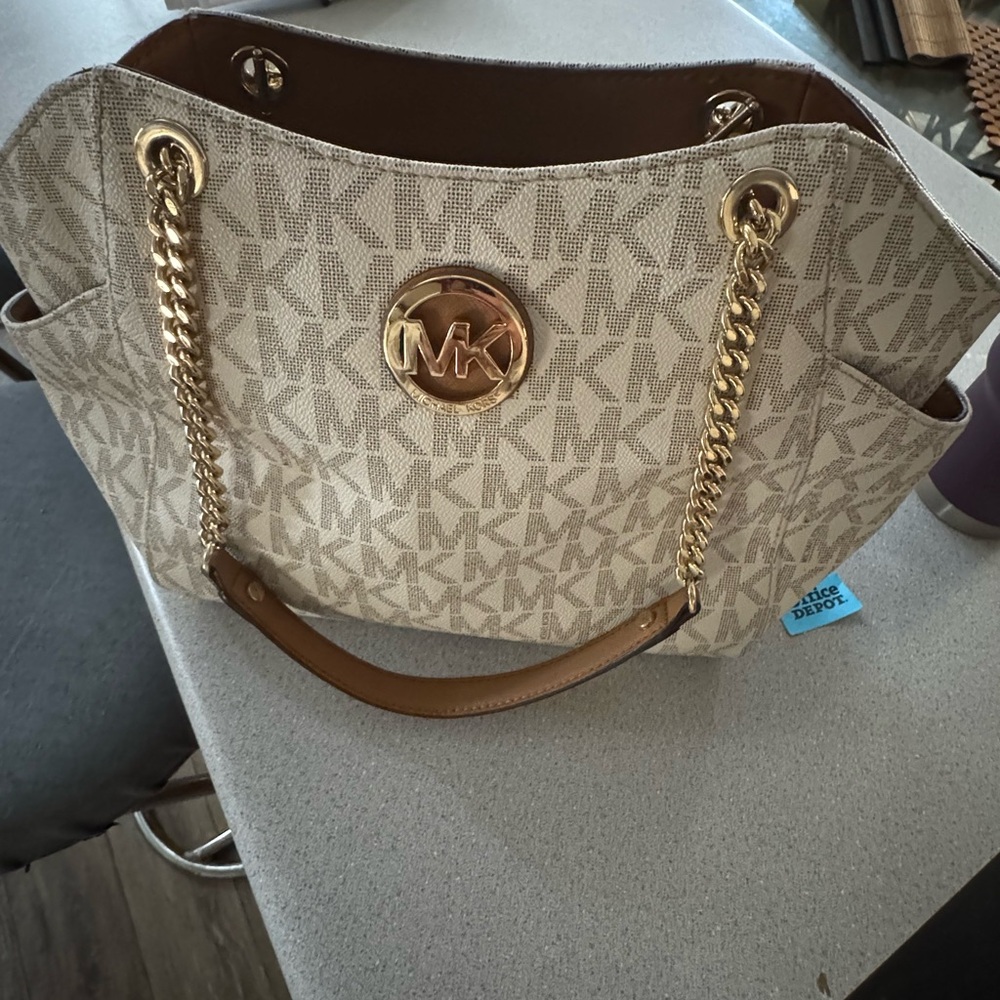 Michael Kors Cream and Brown Women's Bag